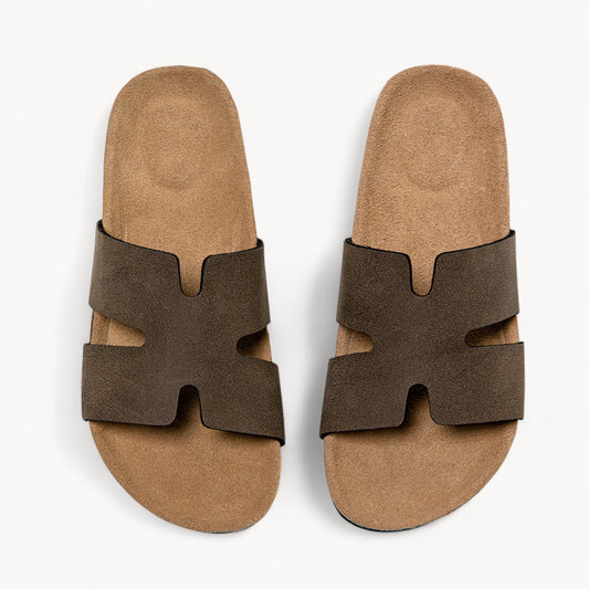 URBAN WOMEN'S CORK FOOTBED SANDALS (WALNUT BROWN)