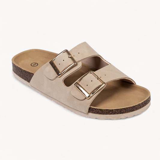 COMFORTABLE WOMEN'S CORK FOOTBED SANDALS (LIGHT BEIGE)