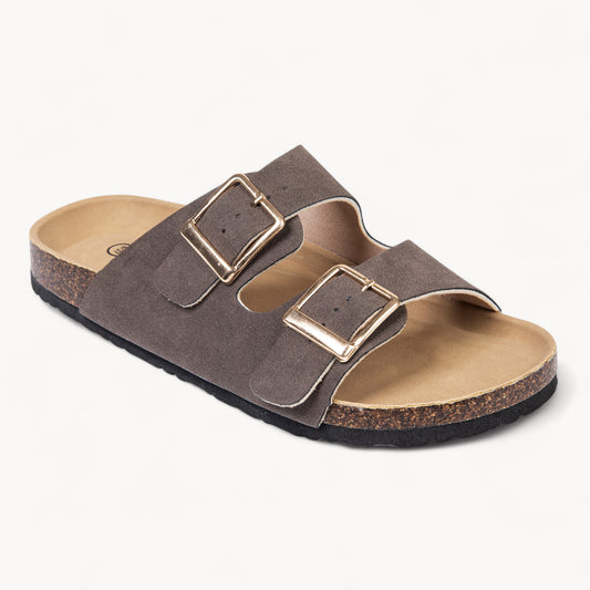 COMFORTABLE WOMEN'S CORK FOOTBED SANDALS (ASH BROWN)
