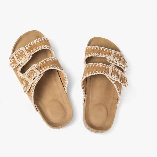STICHFIT WOMEN'S CORK FOOTBED SANDALS (CAMEL)