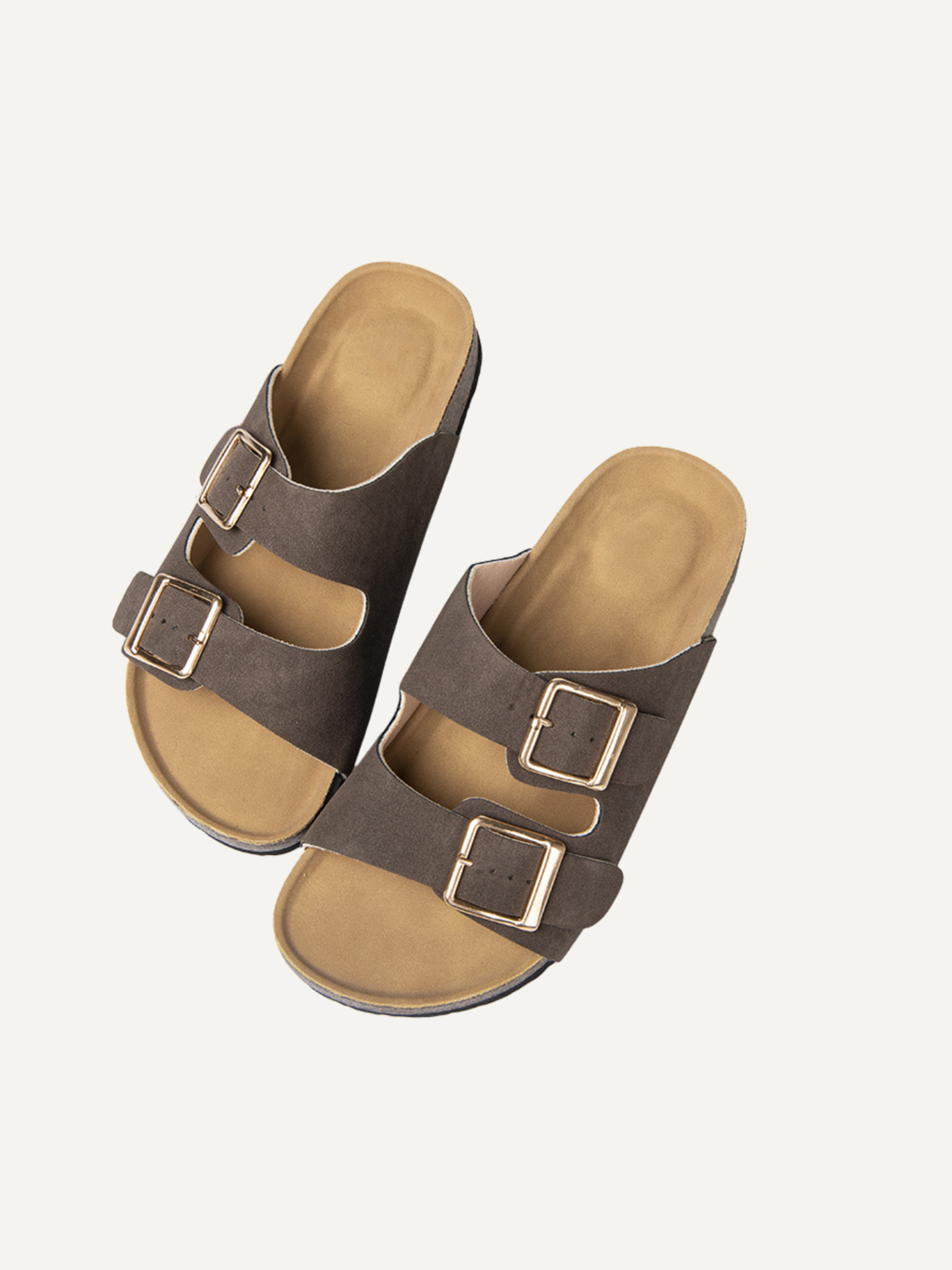 COMFORTABLE WOMEN'S CORK FOOTBED SANDALS (ASH BROWN)