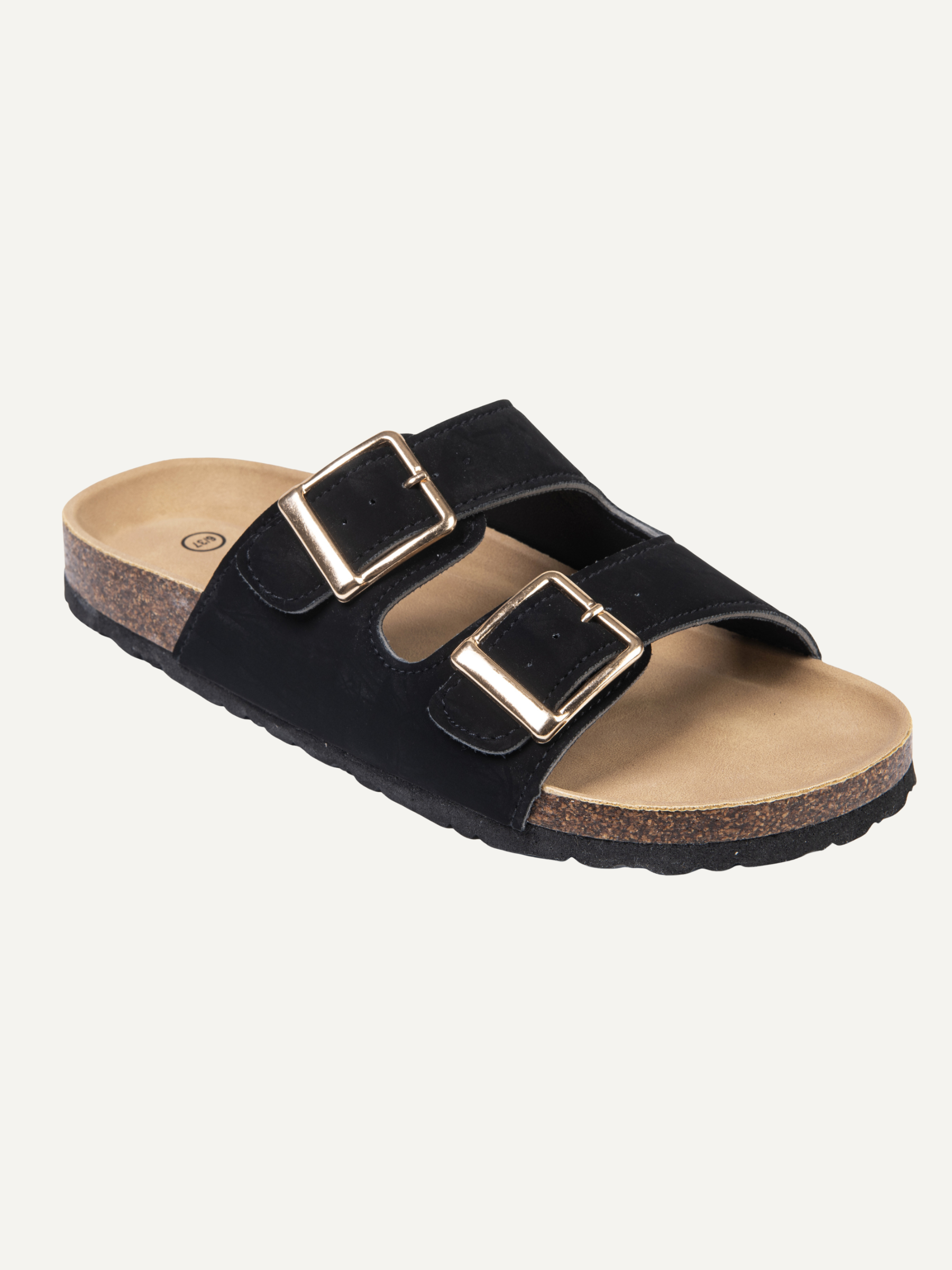 COMFORTABLE WOMEN'S CORK FOOTBED SANDALS (RICH BLACK)