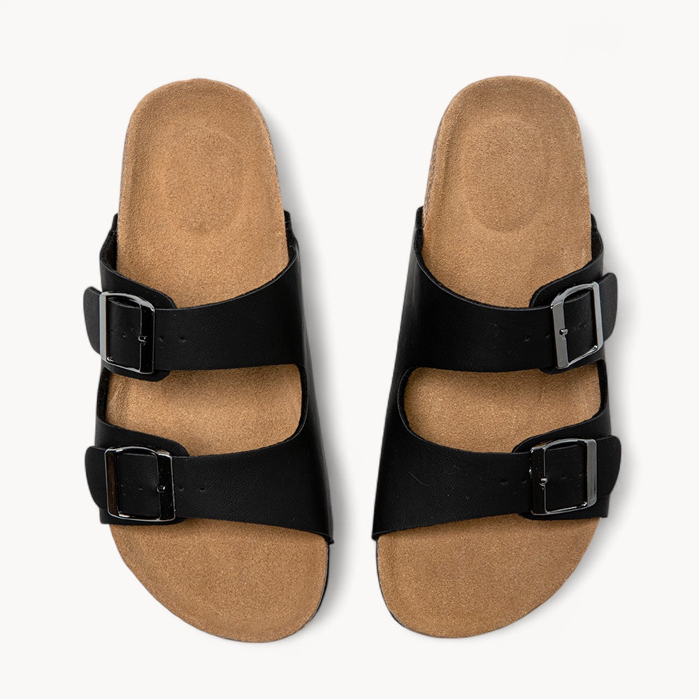 CLASSIC WOMEN'S CORK FOOTBED SANDALS (JET BLACK)