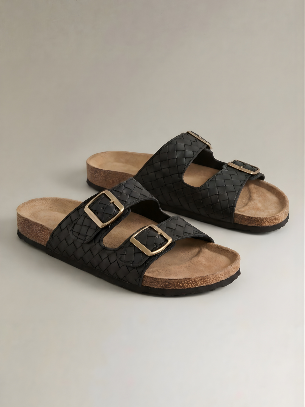 WEAVE - BLACK | CORK SANDALS