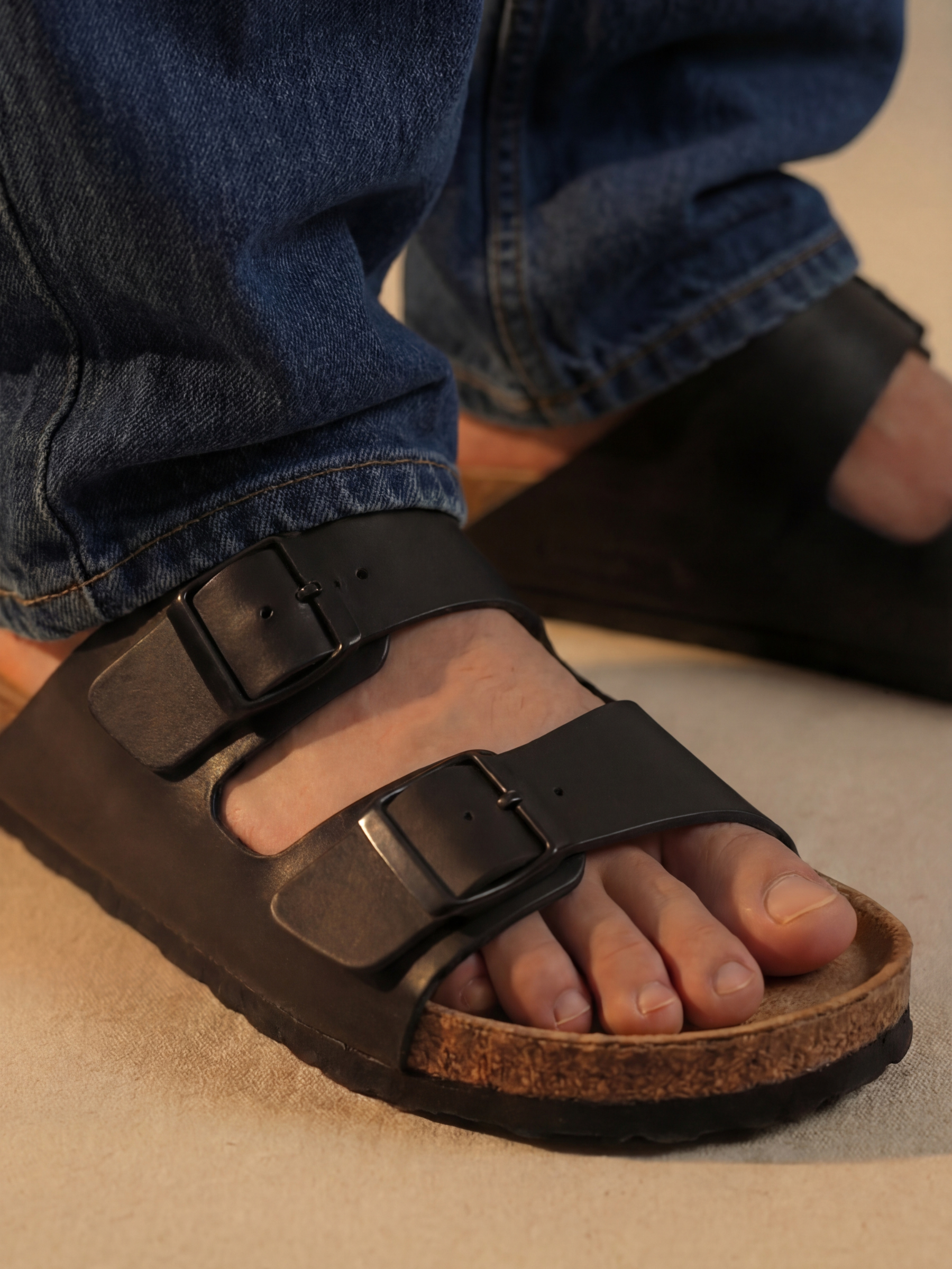 RIVIERA - BLACK | CORK SANDALS