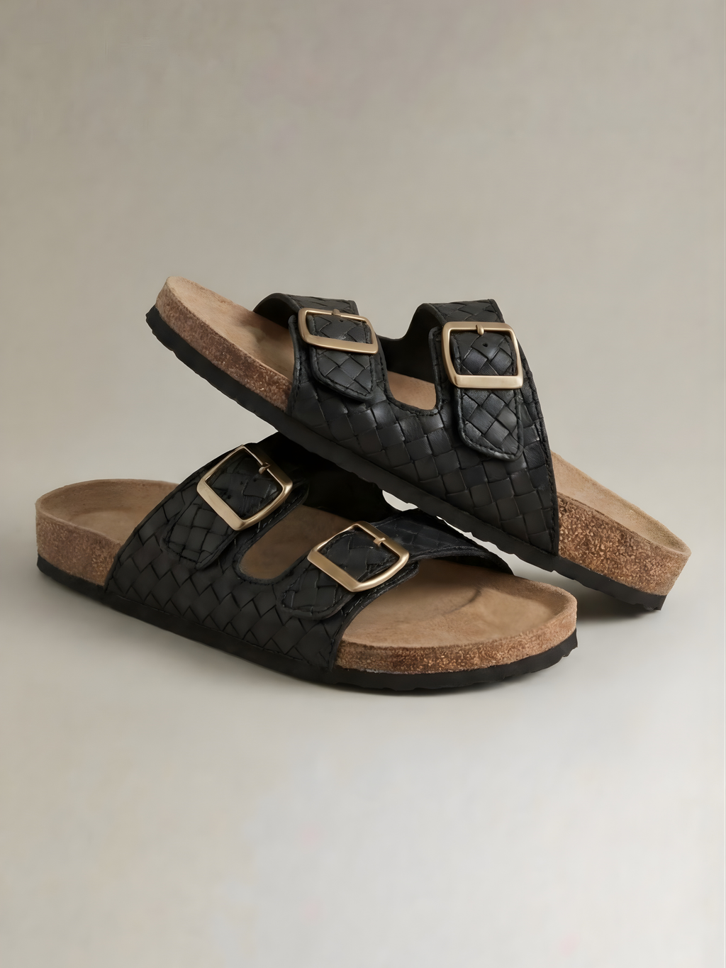 WEAVE - BLACK | CORK SANDALS