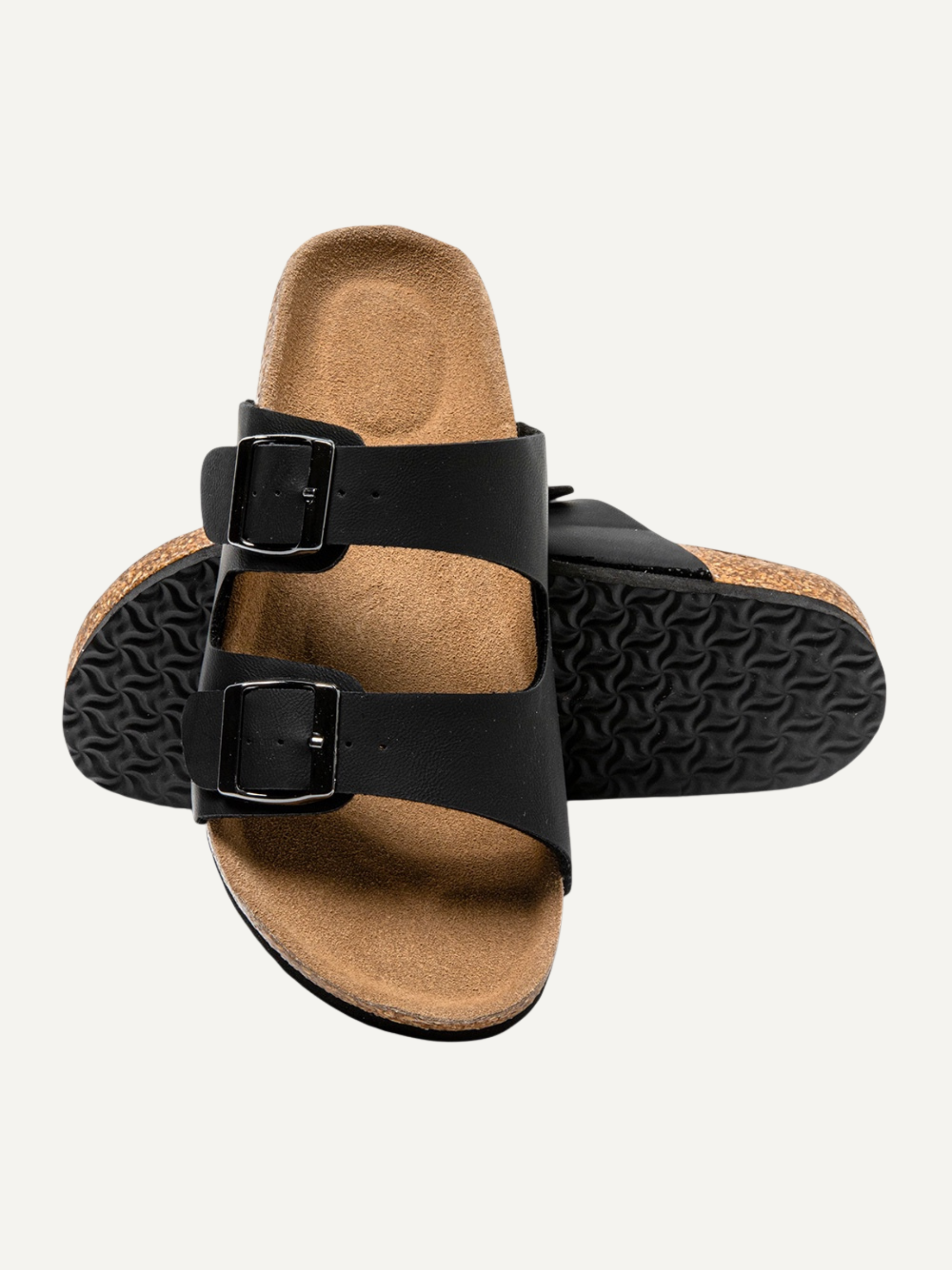 CLASSIC WOMEN'S CORK FOOTBED SANDALS (JET BLACK)