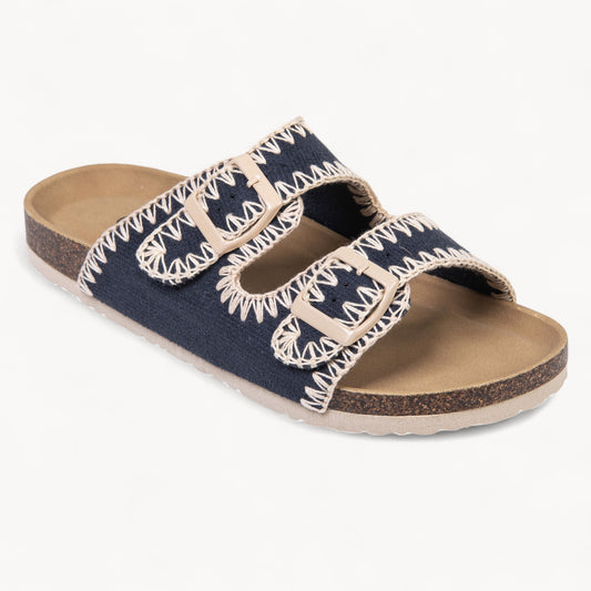 STICHFIT WOMEN'S CORK FOOTBED SANDALS (NAVY BLUE)