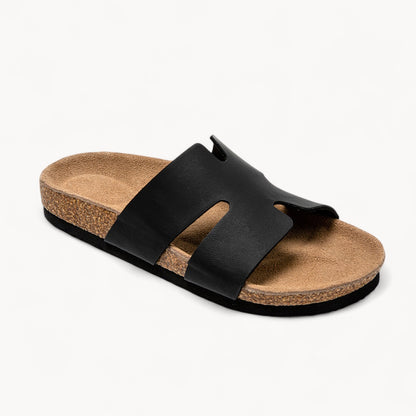 URBAN WOMEN'S CORK FOOTBED SANDALS (ONYX BLACK)