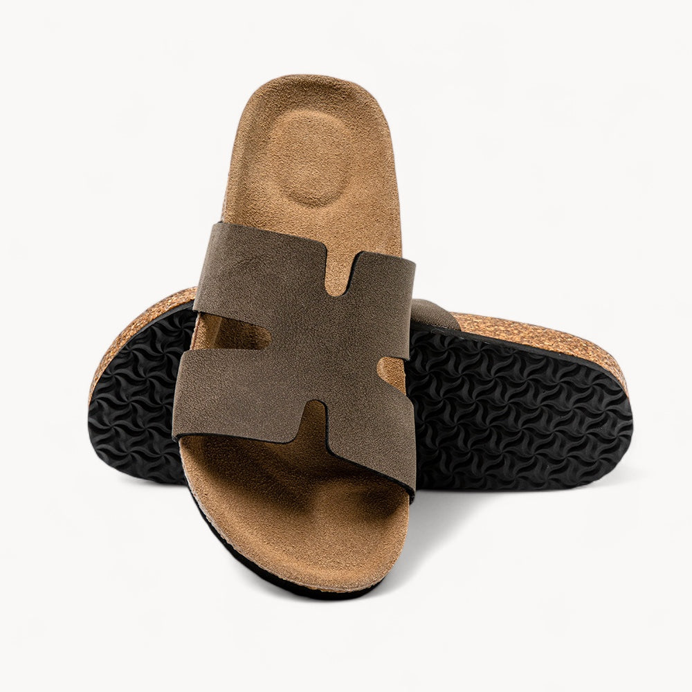 URBAN WOMEN'S CORK FOOTBED SANDALS (WALNUT BROWN)