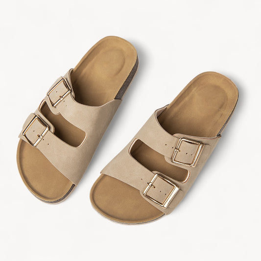 COMFORTABLE WOMEN'S CORK FOOTBED SANDALS (LIGHT BEIGE)