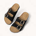 COMFORTABLE WOMEN'S CORK FOOTBED SANDALS (RICH BLACK)