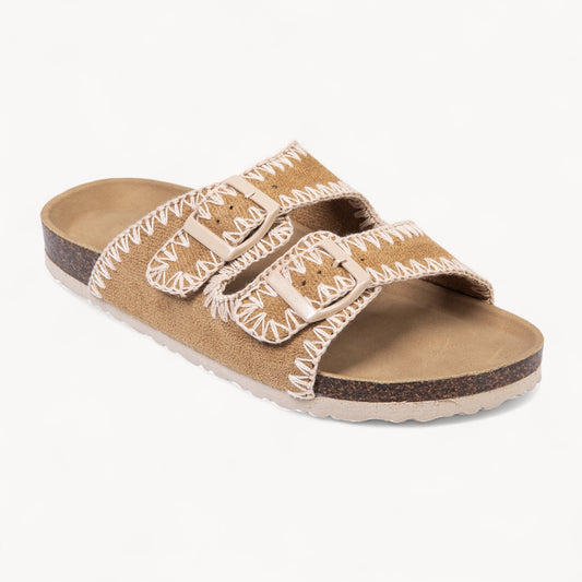 STICHFIT WOMEN'S CORK FOOTBED SANDALS (CAMEL)