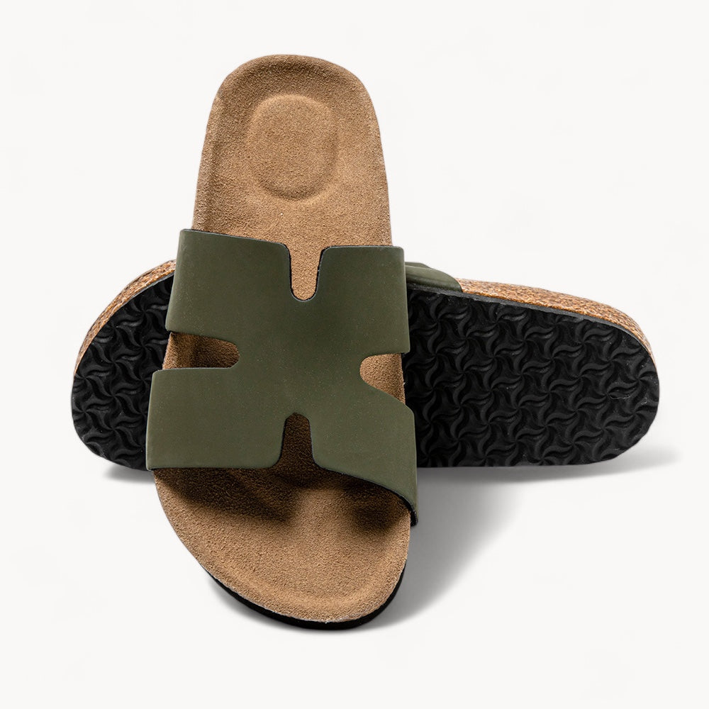 URBAN WOMEN'S CORK FOOTBED SANDALS (OLIVE GREEN)