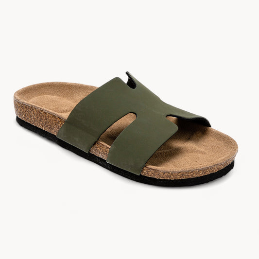 URBAN WOMEN'S CORK FOOTBED SANDALS (OLIVE GREEN)