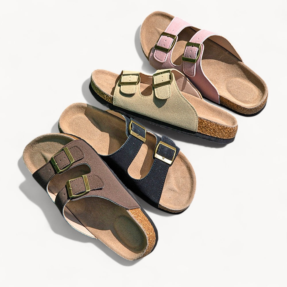 CLASSIC WOMEN'S CORK FOOTBED SANDALS (JET BLACK)