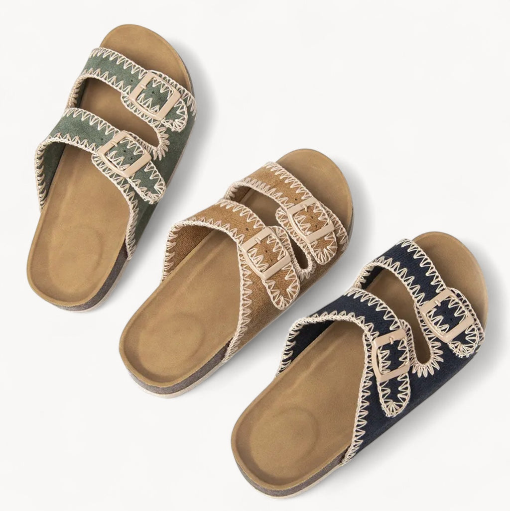 STICHFIT WOMEN'S CORK FOOTBED SANDALS (CAMEL)